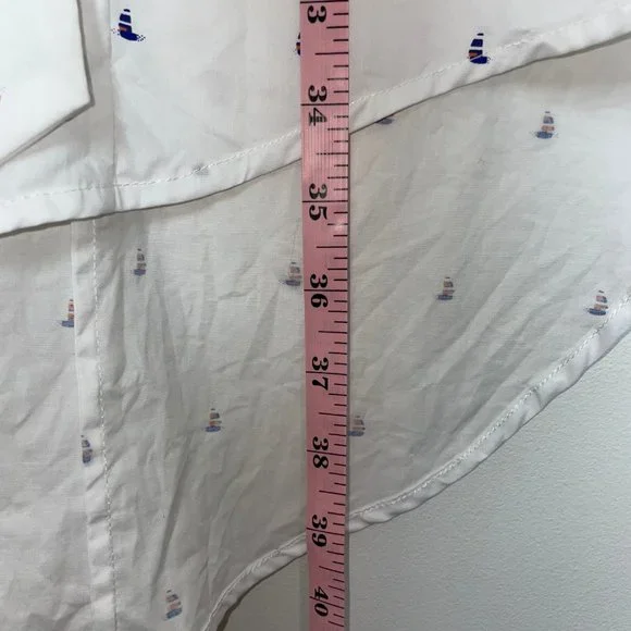 Vivienne Hu Cotton Button Shirt Dress Boat Print with Tie Size M - Picture 15 of 16